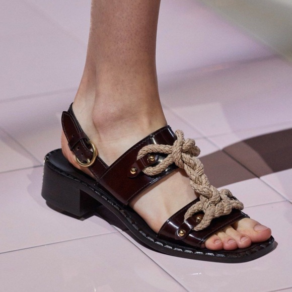 Prada Rare 2020 Rope Detail Leather Sandals - Picture 2 of 9